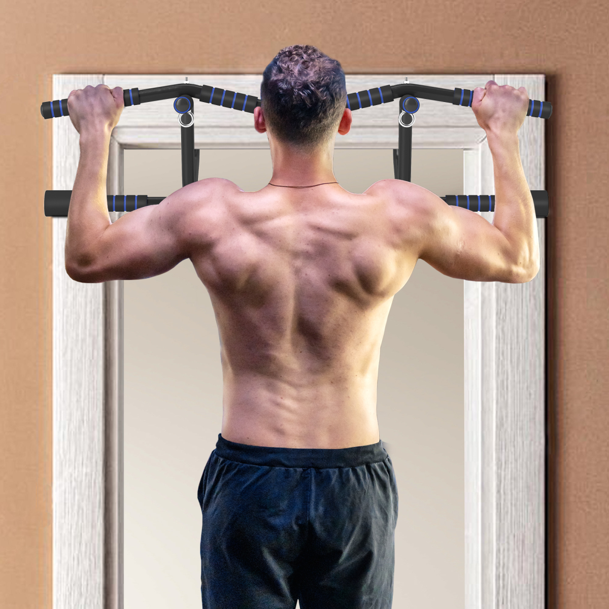 SPORTNOW Multi-Grip Doorway Pull Up Bar with Non-Slip Grips, 150kg