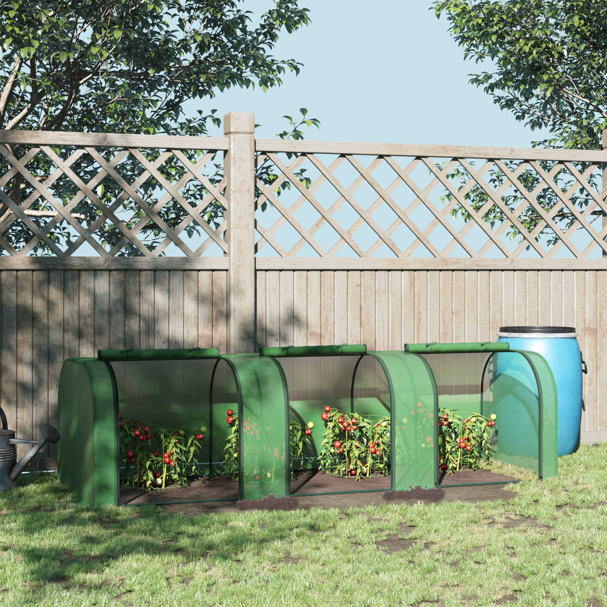 Outsunny Tunnel Greenhouse with Steel Frame and Zipped Roll-Up Doors