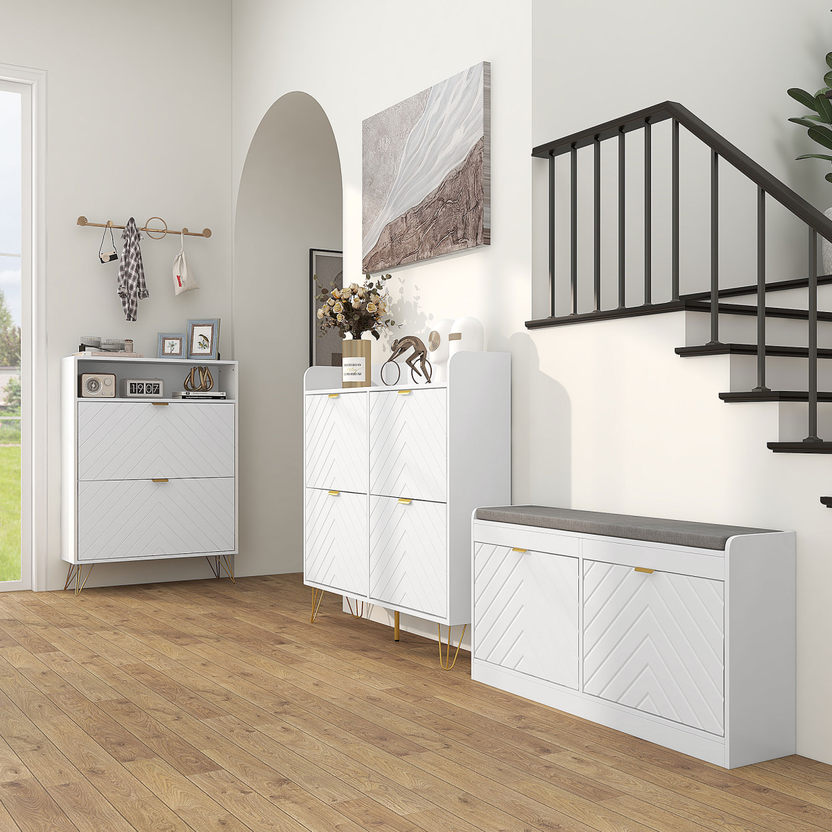 HOMCOM Narrow Shoe Cabinet with 2 Flip Drawers, Stores 12 Pairs