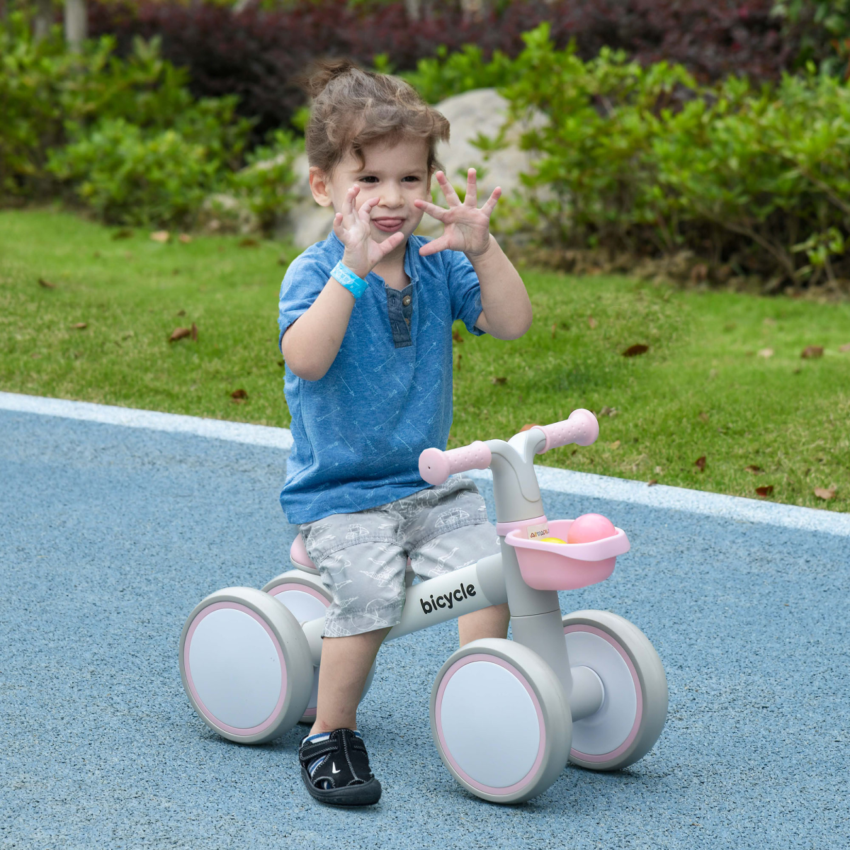 AIYAPLAY Kids Balance Bike for Ages 1-3, Adjustable Seat, Pink
