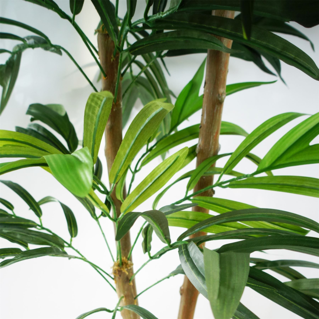 140cm UV Resistant Artificial Mango Leaf Tree with Natural Wood Trunk, Potted Indoor/Outdoor Plant