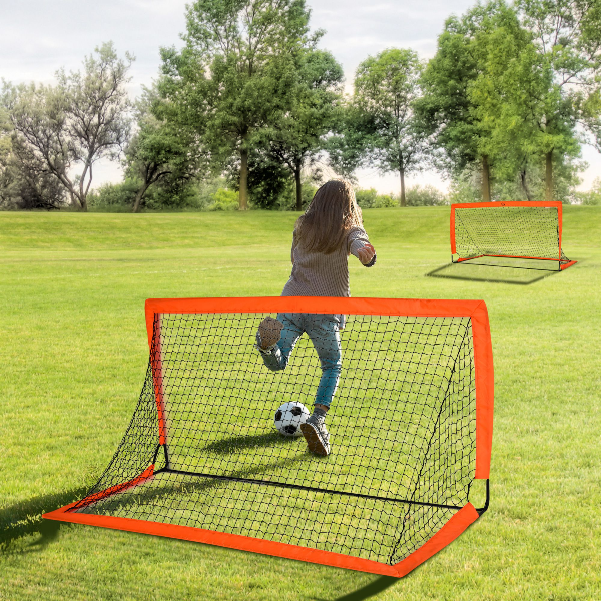 Foldable Steel Frame Soccer Goal with Carry Bag, 6' x 3