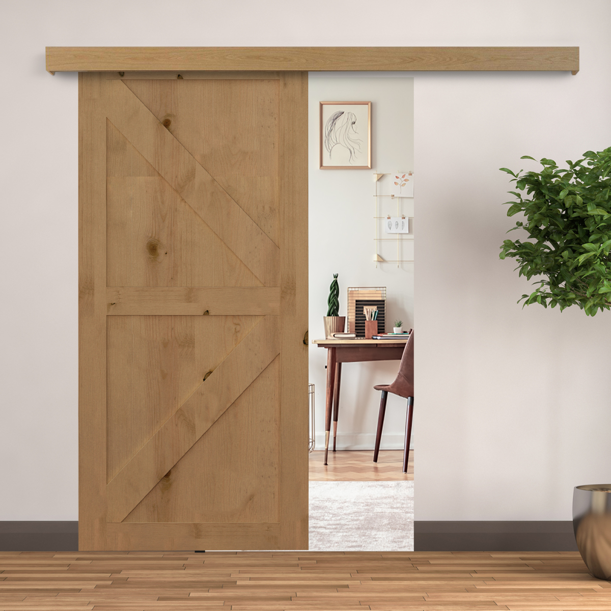 HOMCOM Rustic 6.5 ft Classic Sliding Door Kit Set 2000mm for Single Wooden Door, 35-45mm Thickness, Door Not Included