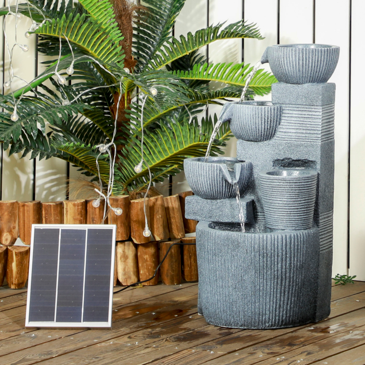 Outsunny Solar Outdoor Water Fountain with LED Lights