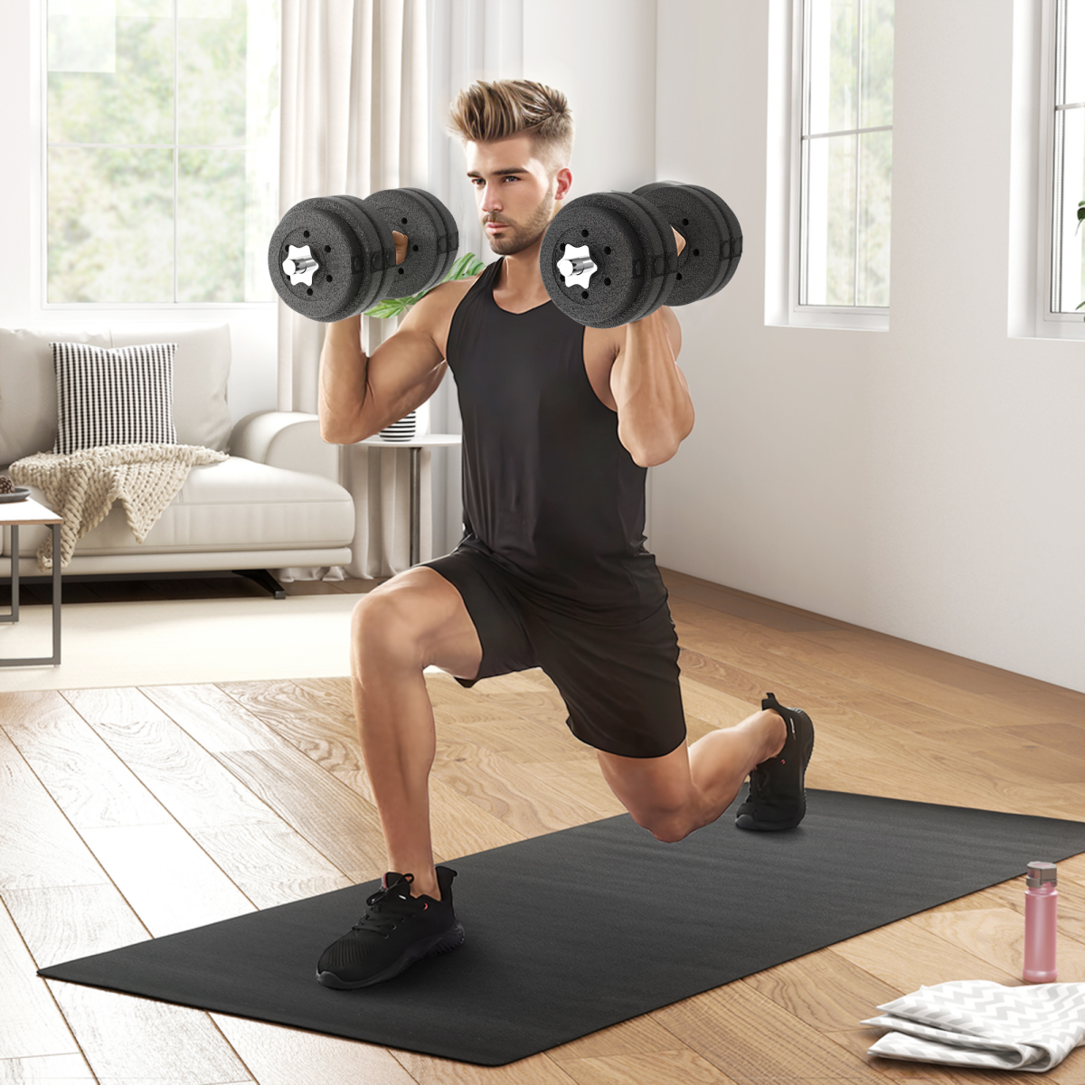 HOMCOM 30kg Adjustable Dumbbells Weight Set with Non-Slip Grips