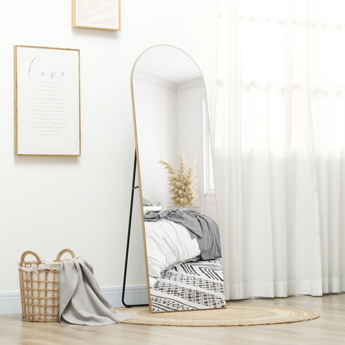 HOMCOM 50 x 150cm Gold Tone Full Length Floor Mirror, Wall Mount