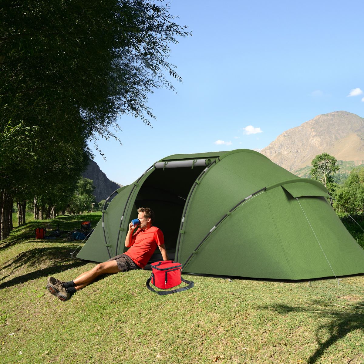 Outsunny 4-6 Person Dome Camping Tent for Family Travel, Hiking and Fishing