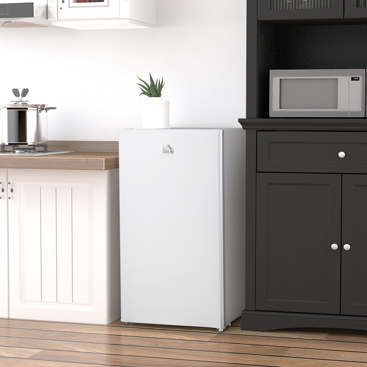 HOMCOM 91L Freestanding Under Counter Fridge with Chiller Box, Reversible Door, White