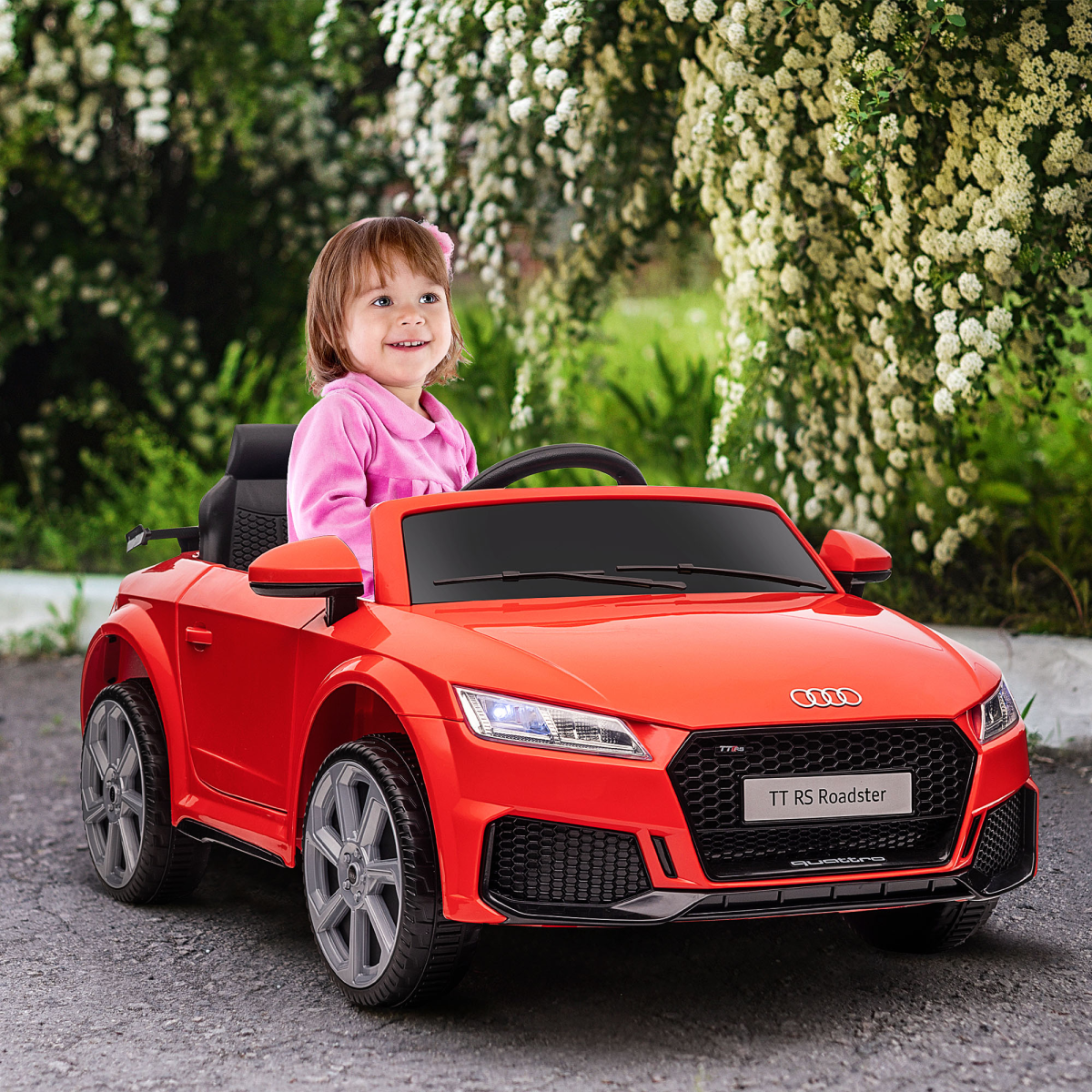 HOMCOM Licensed Audi TT RS 12V Ride On Car with Remote Control, Headlight, MP3, Red