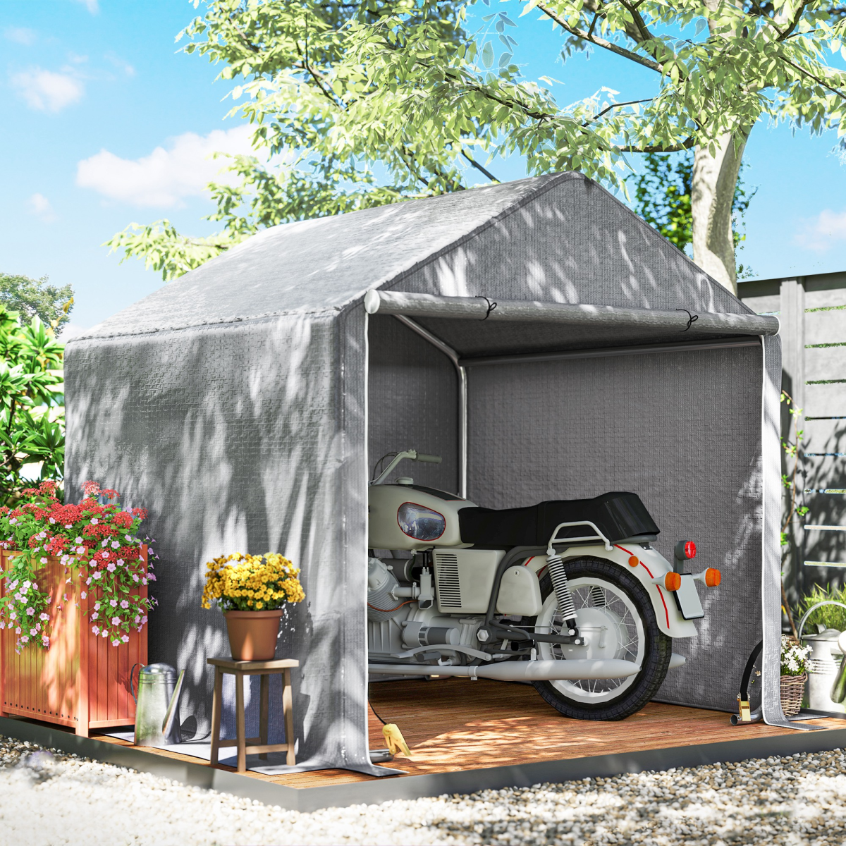 Outsunny 6.5' x 6.5' x 6.5' Temporary Carport Storage Tent, Grey