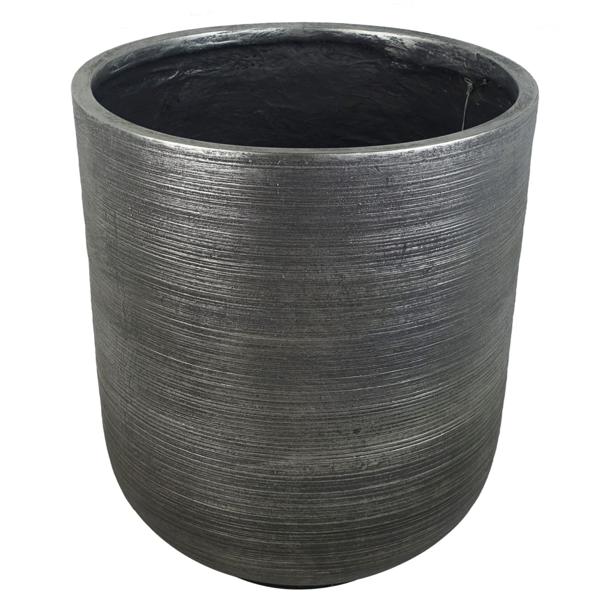 Leaf Coya Large Silver Ridged Fibreglass Cement Composite Planter 39 x 33 cm
