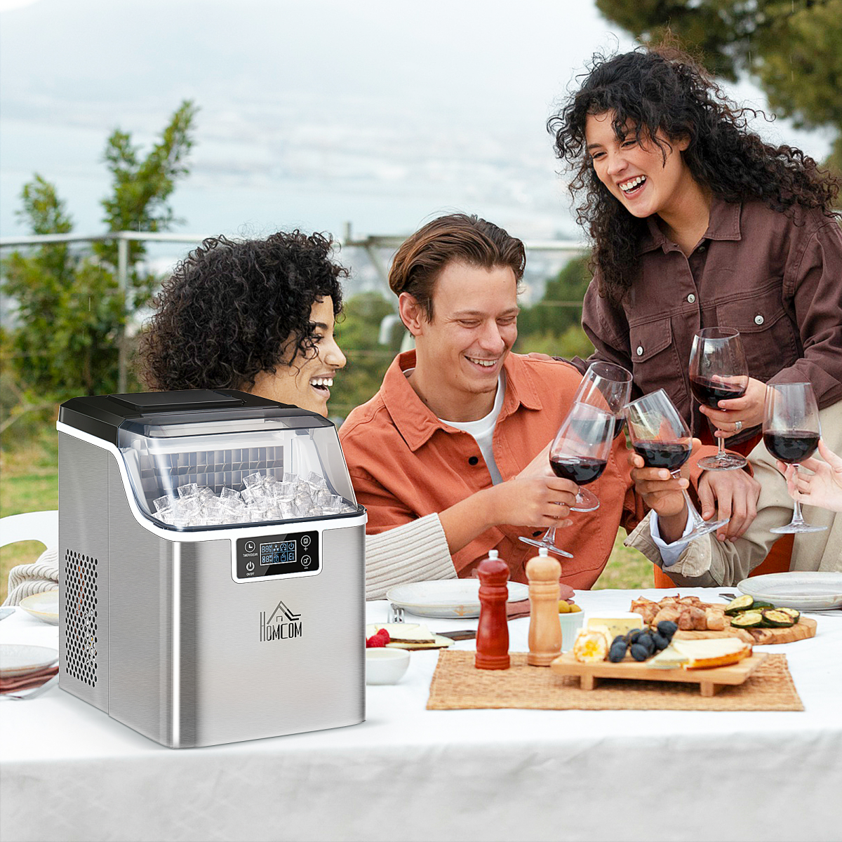 Counter Top Ice Maker Machine, Makes 20kg Ice in 24 Hours, 24 Cubes Every 18 Minutes, LCD Display, Automatic Cleaning, Adjustable Cube Size, 3.2L Capacity, Unbranded