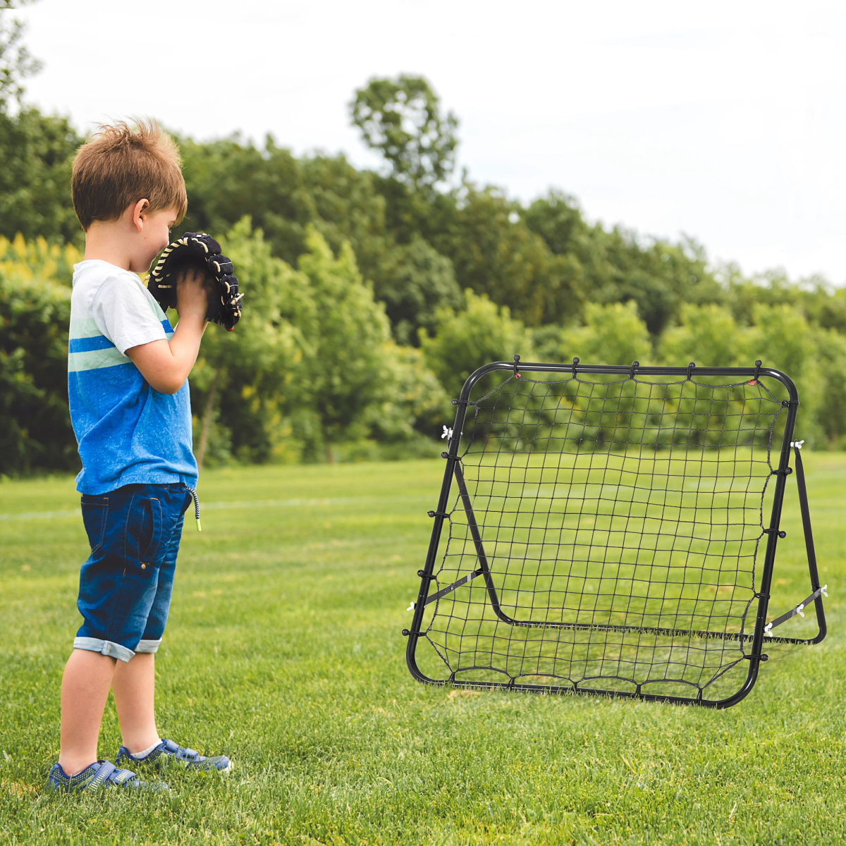 HOMCOM Rebounder Net Training Goal for Kids and Adults - Black