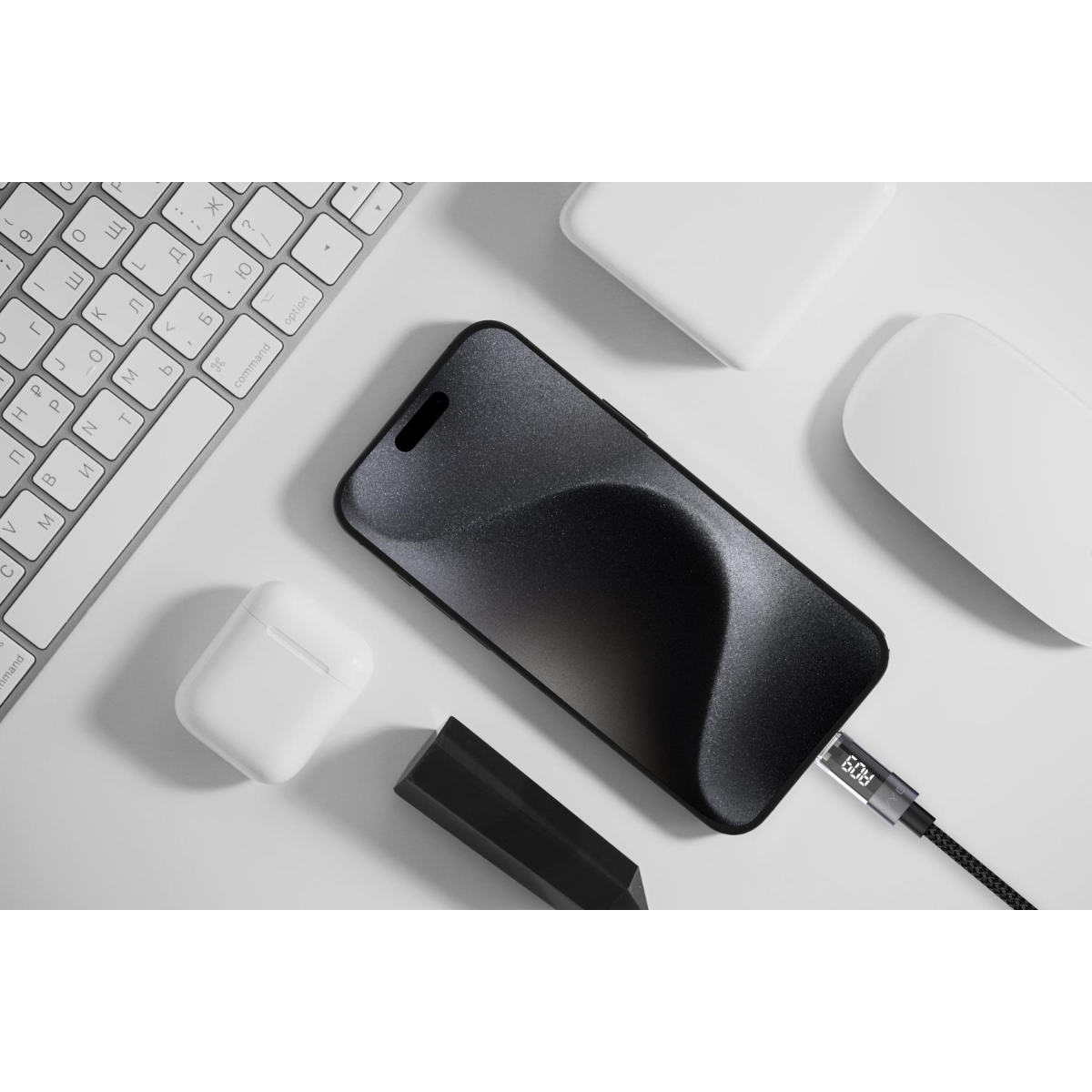 WYE USB-A to USB-C 65W Fast Charging Data Cable with LED Display, 1m