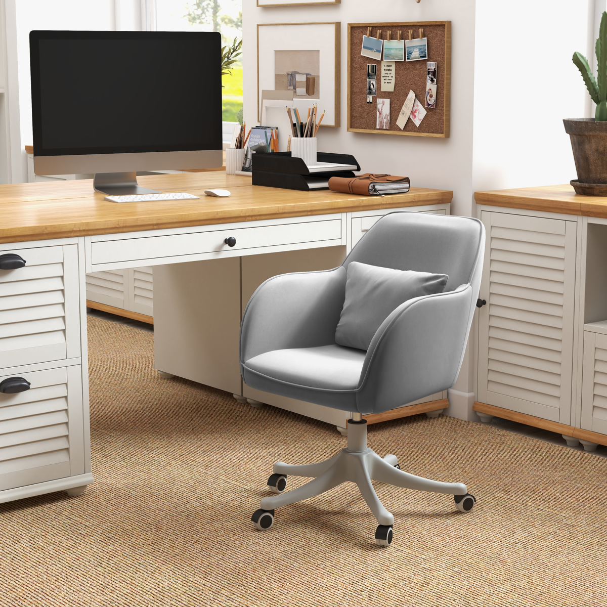 Vinsetto USB-Powered Massage Office Chair with Lumbar Pillow, Wheels