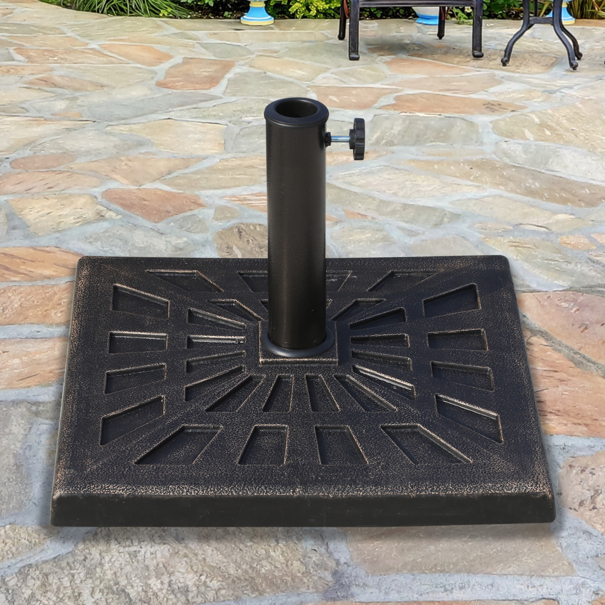 Outsunny 15kg Bronze Square Garden Patio Umbrella Stand Base