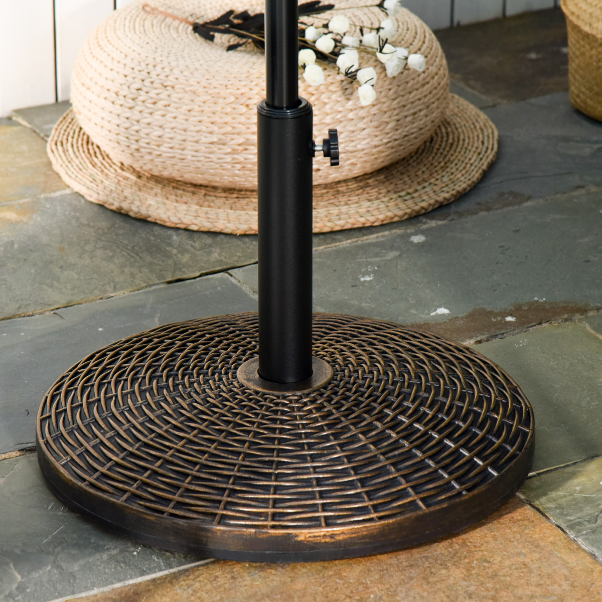 Outsunny 25kg Weighted Patio Umbrella Base with Rattan Finish