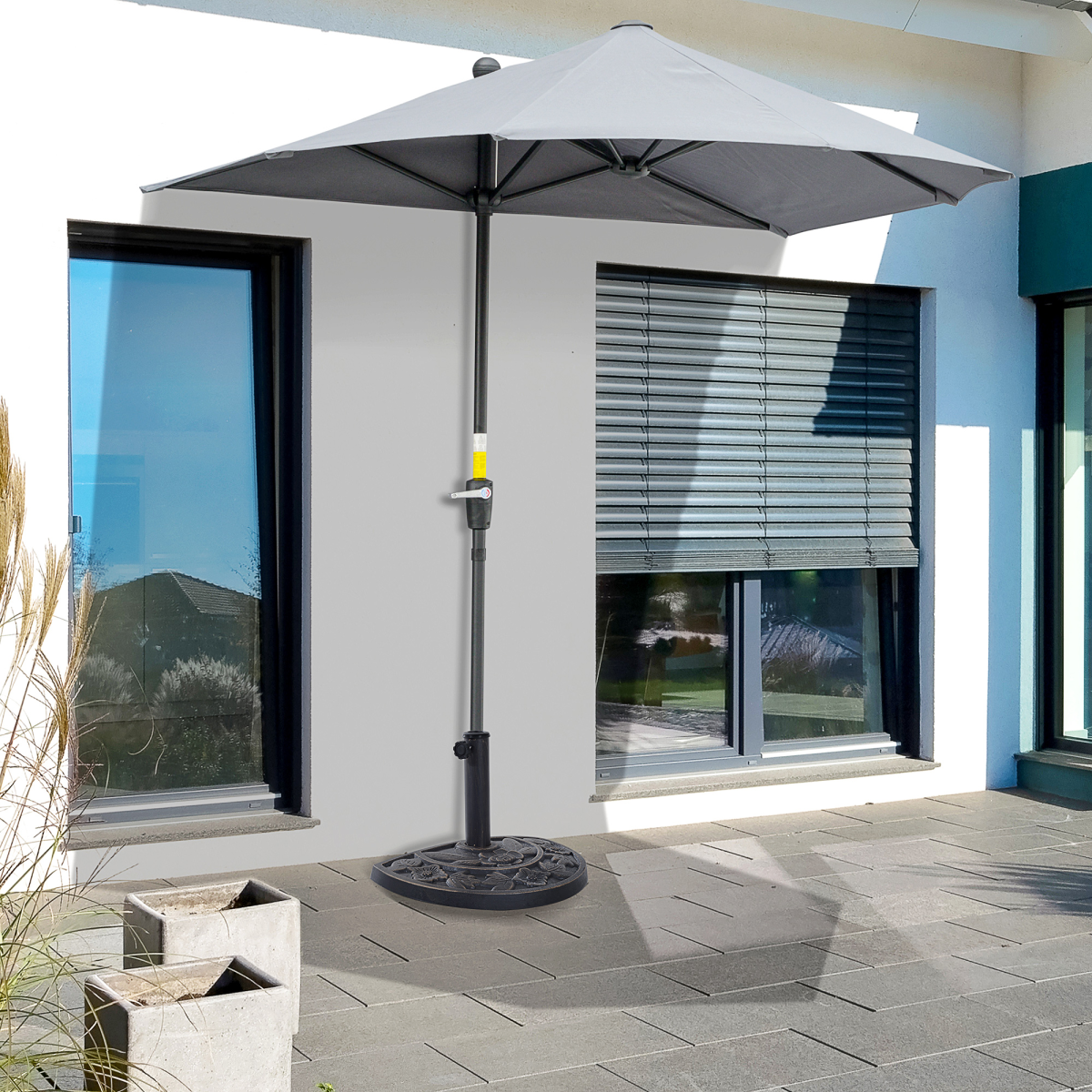 Outsunny Half Round Resin Parasol Base, Antique Bronze