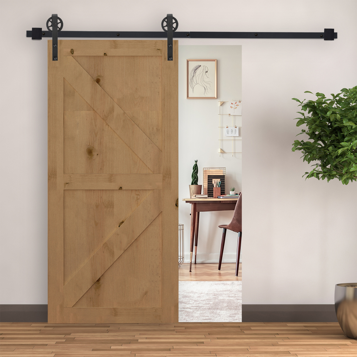 HOMCOM Sliding Barn Door Hardware Kit, 6.6 Ft, Carbon Steel, Hardware Only, for 34-40 mm Door Panels