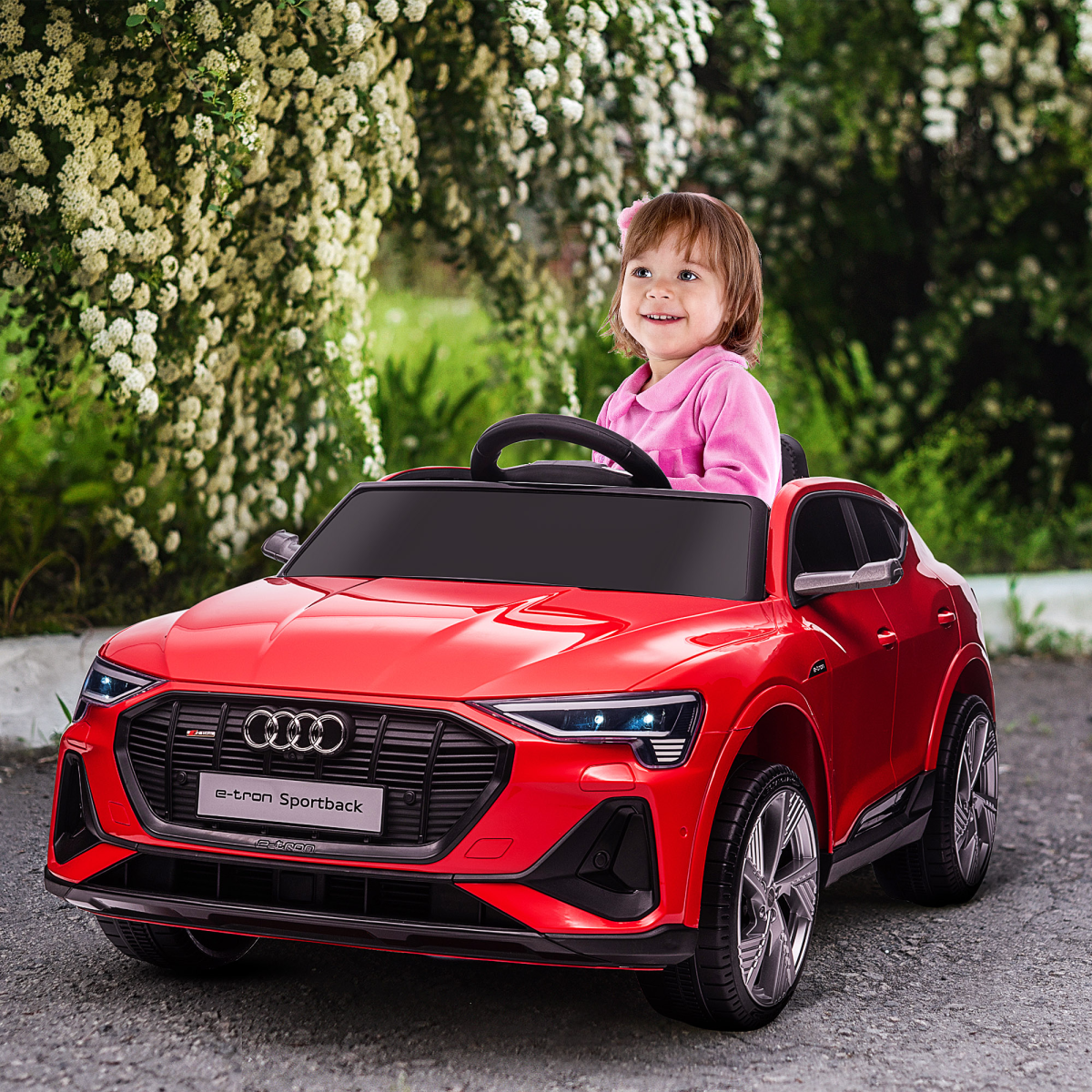 HOMCOM Licensed Audi E-tron 12V Kids Electric Ride-On Car with Remote Control, LED Lights, Seatbelt