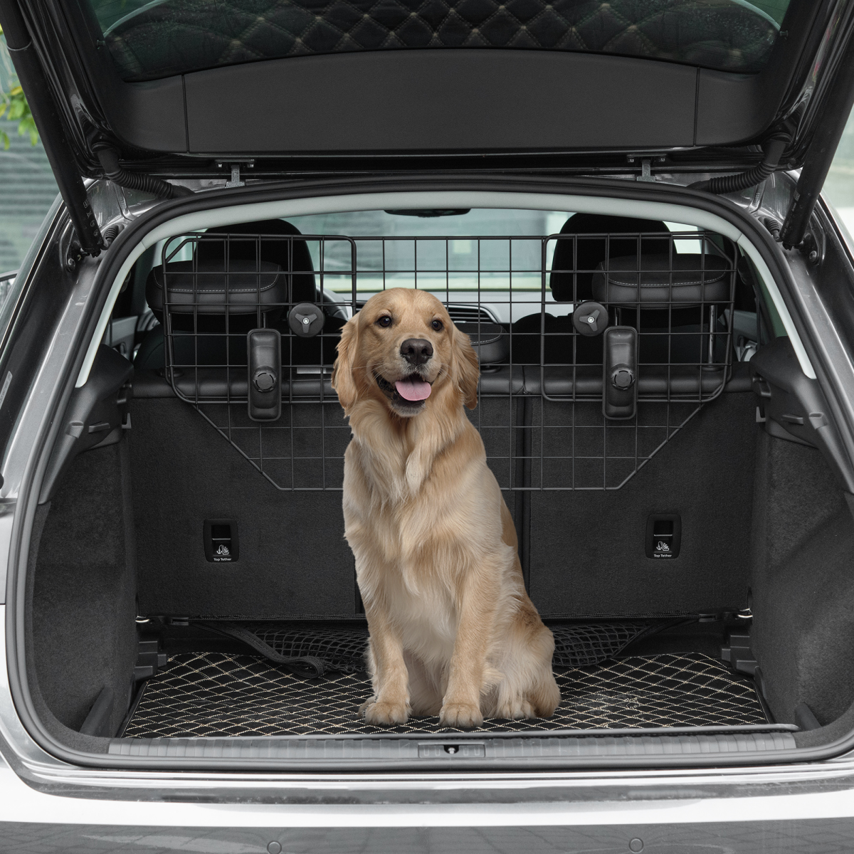 PawHut Adjustable Dog Guard for Car Boot, Metal Mesh Barrier, 90-120W x 40.5H cm