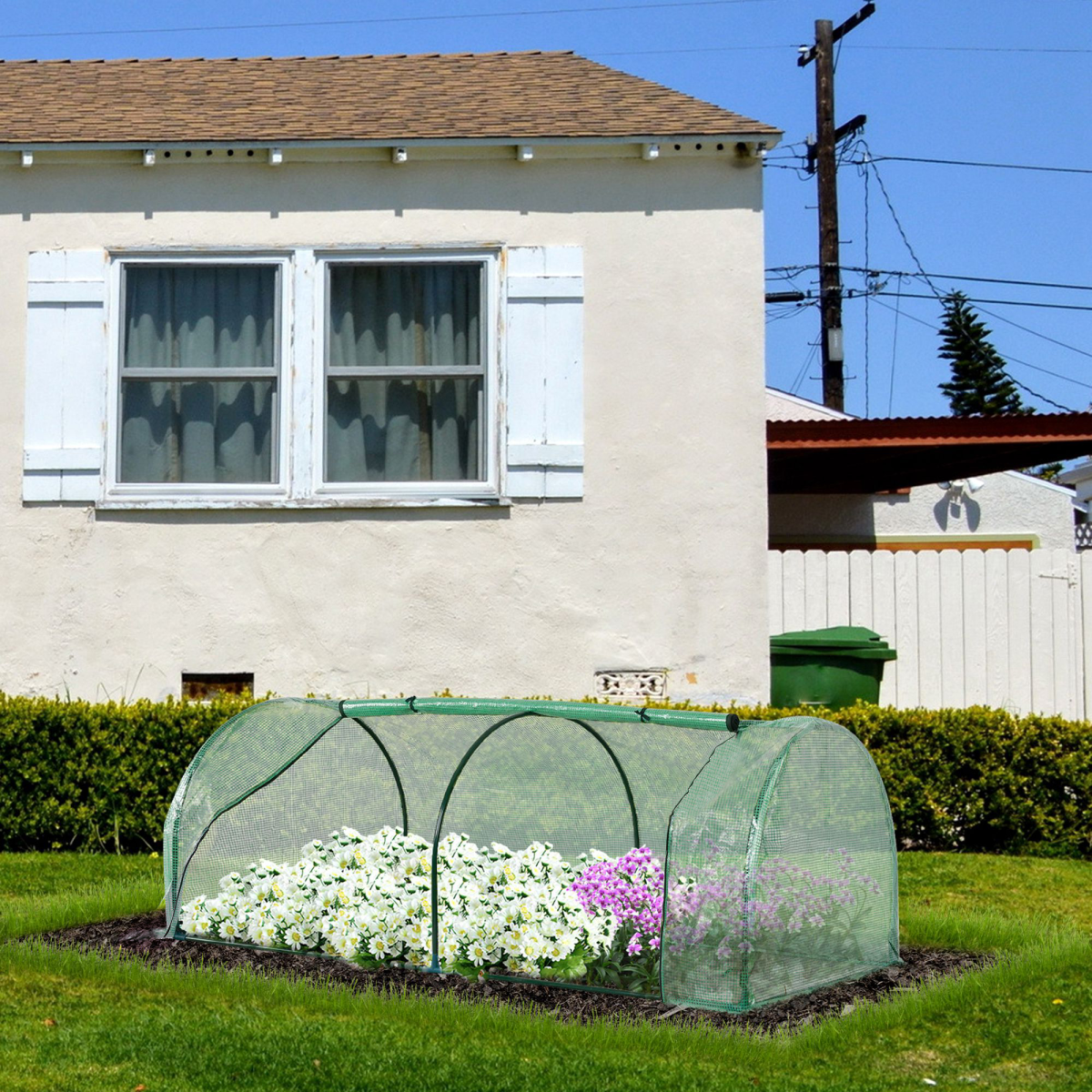 Tunnel Greenhouse with Steel Frame, Green, 200 x 100 x 80 cm