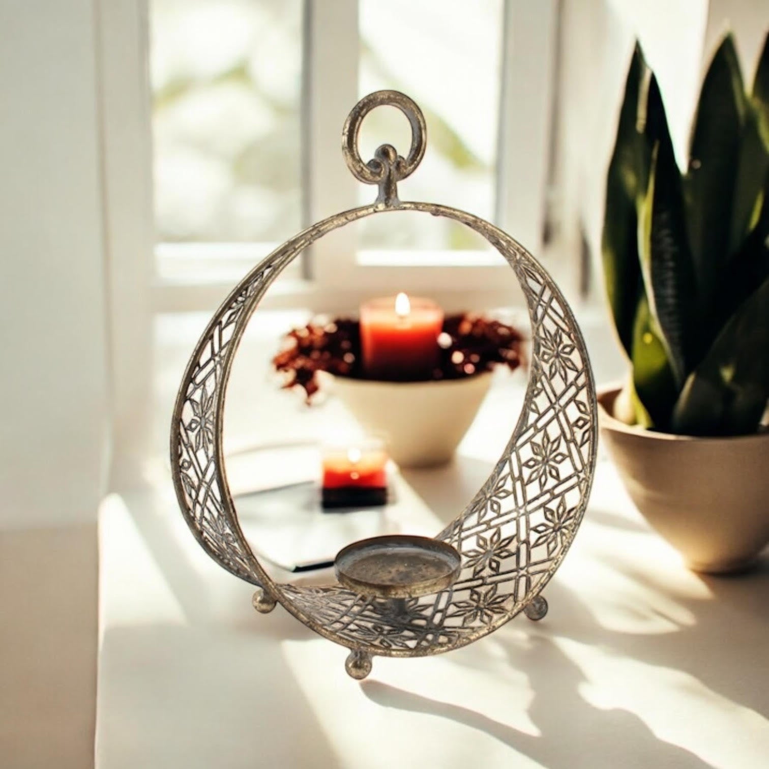 MSL 32cm Hand-Finished Metal Candle Holder