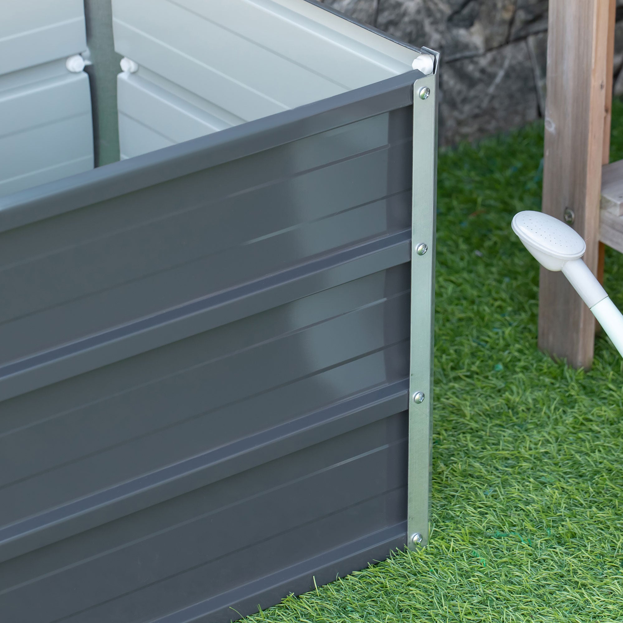 Outsunny Raised Garden Bed Elevated Planter Box with Gloves, Grey