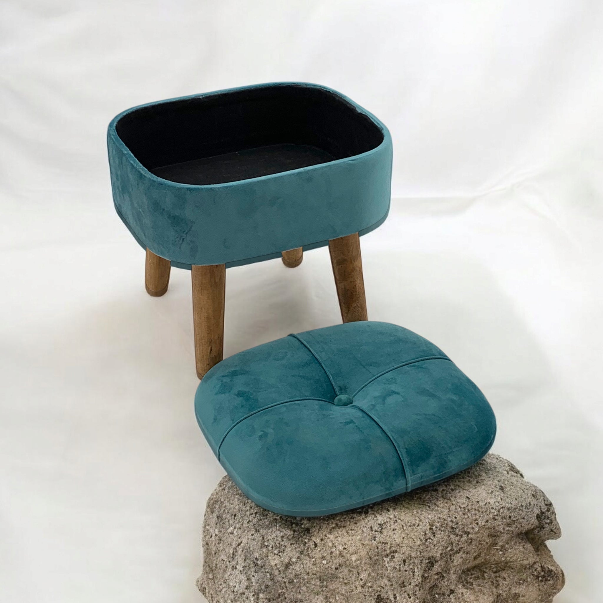 MSL Blue Velvet Stool