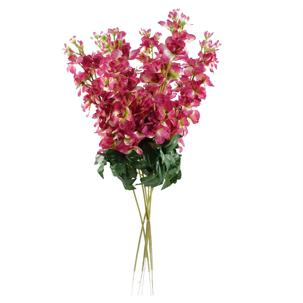 Leaf Pack of 6 Dark Pink Delphinium Artificial Flower Stems 75cm