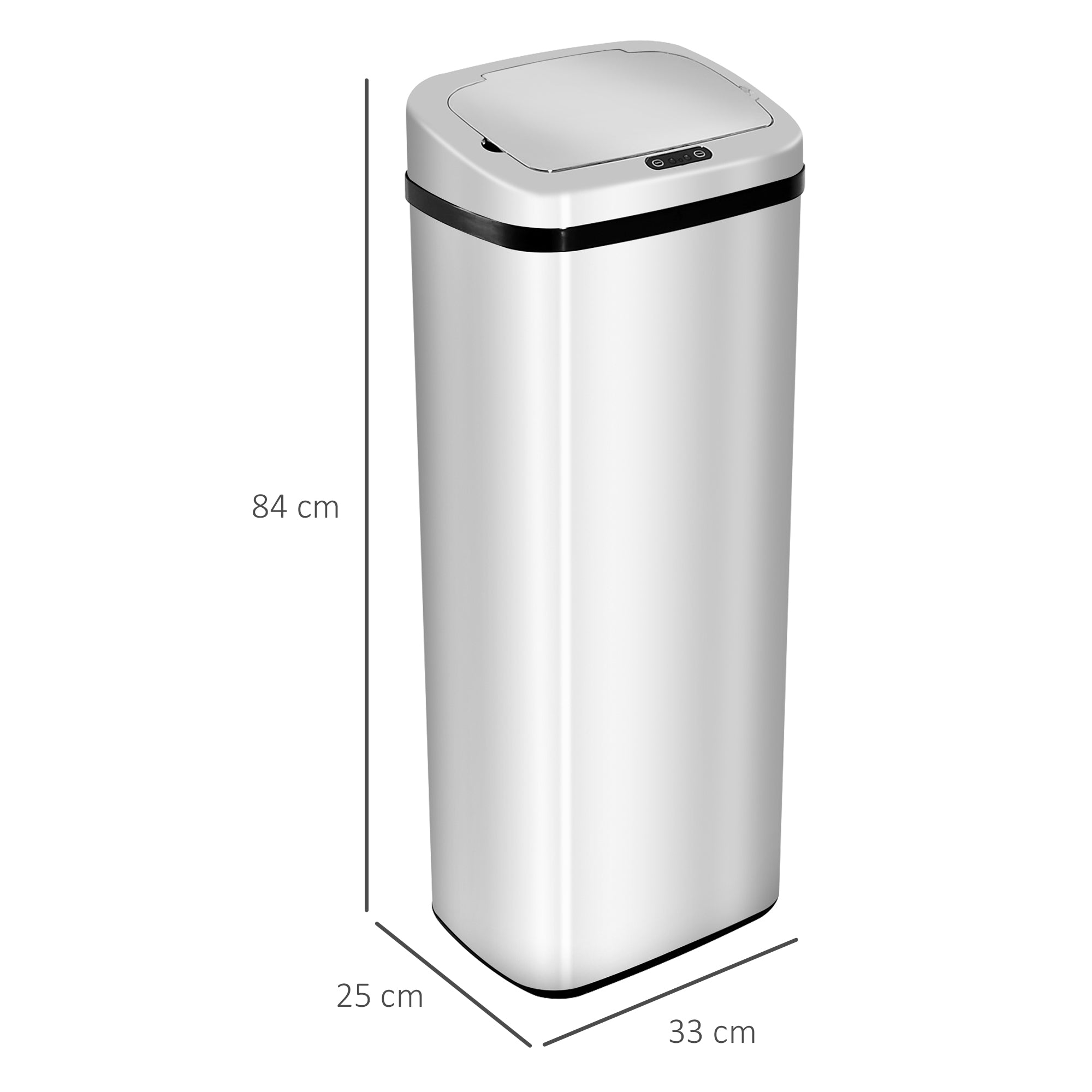 HOMCOM 50L Motion Sensor Rubbish Bin Silver/Black