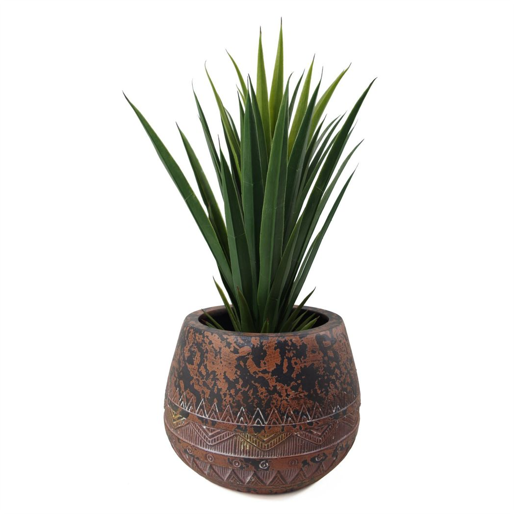 Leaf Large Zaturn Rustic Fibreglass Composite Planter Brown / Black