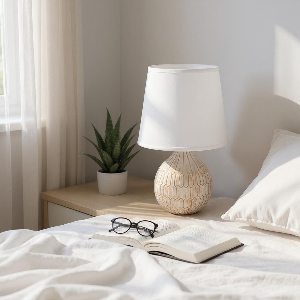 MSL Traditional Table Lamp 36 x 22 x 22 cm with 9 Inch Shade, Inline Rocker Switch, Double Insulated