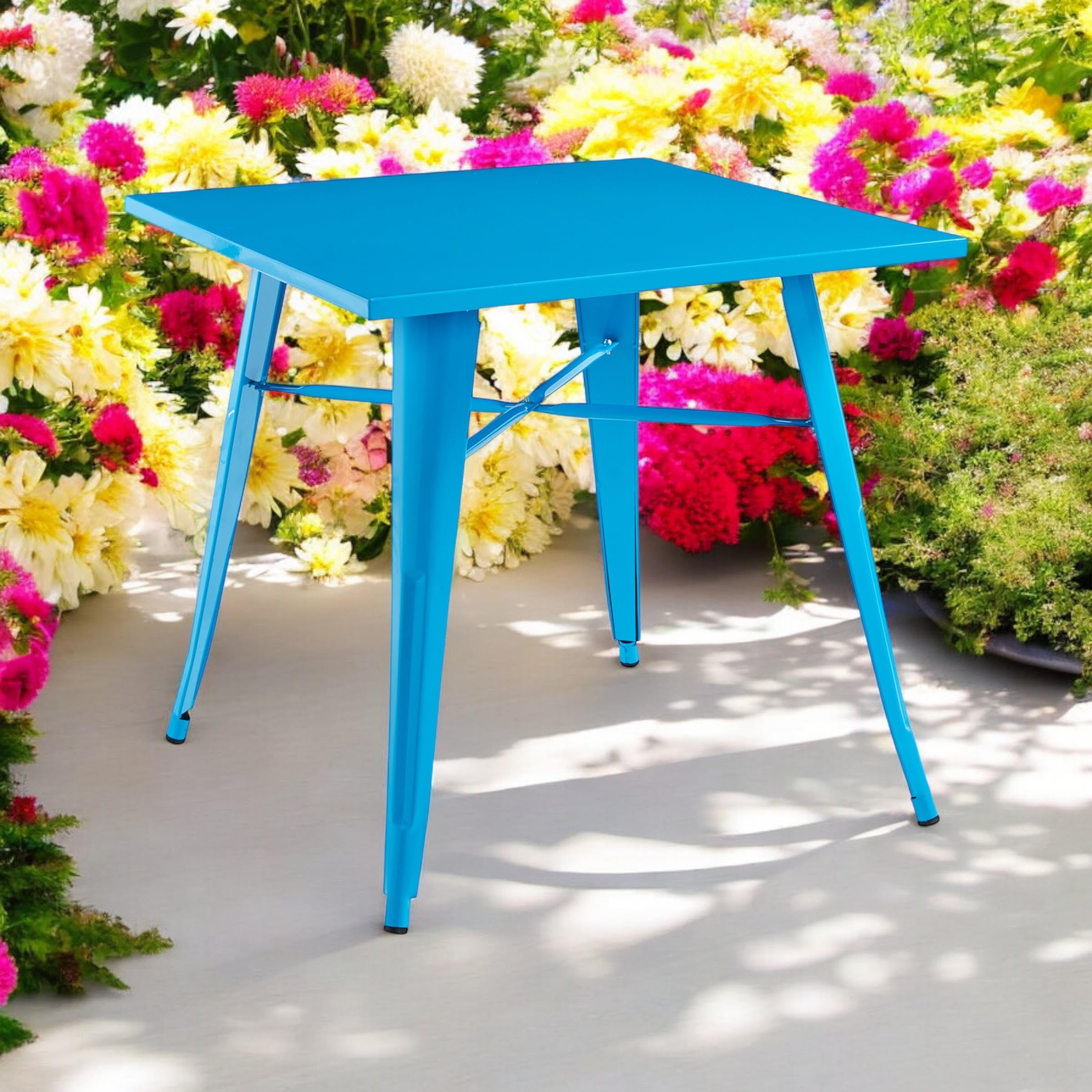 MSL Blue Metal Bar Table 80 x 80 x 76 cm Outdoor Use