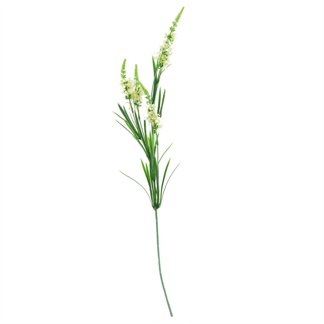 Leaf Pack of 6 White Larkspur Artificial Stems 80cm with Silk Flowers