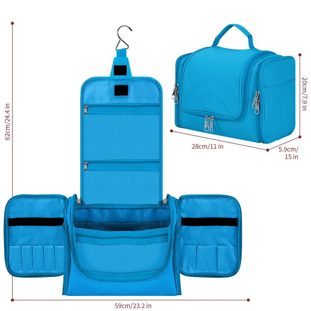 Vinsani Toiletry Bag with Handle, Hook and Multiple Compartments