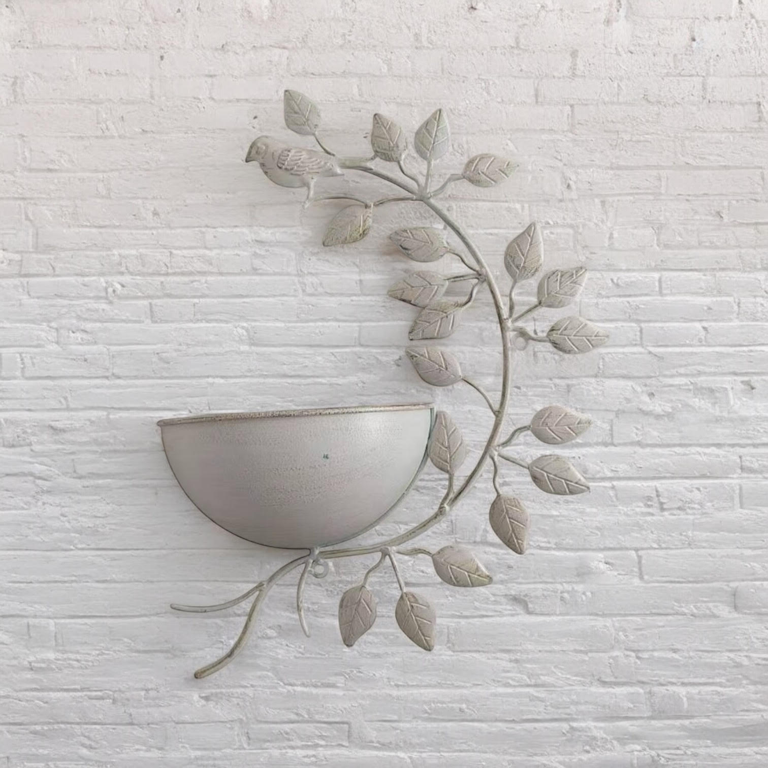 MSL 42cm Cream Metal Garden Planter Quirky Plant Pot