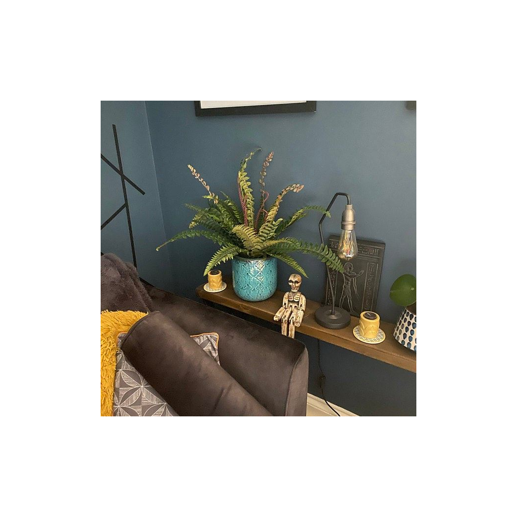 Artificial Bird’s Nest Fern Plant 60cm in Plastic Pot, Realistic Indoor Asplenium Nidus Fern