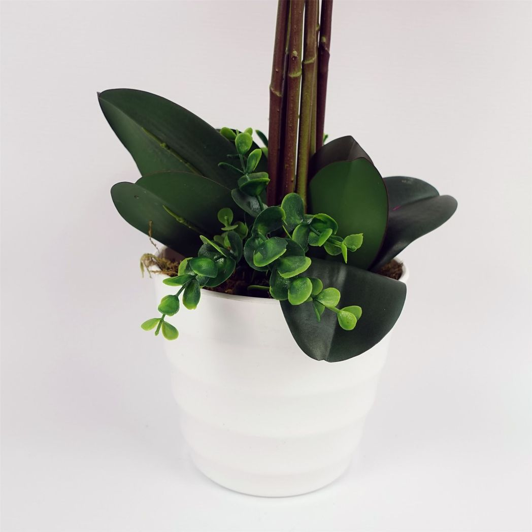 Leaf 85cm Artificial Deluxe Bush Orchid Dark Pink