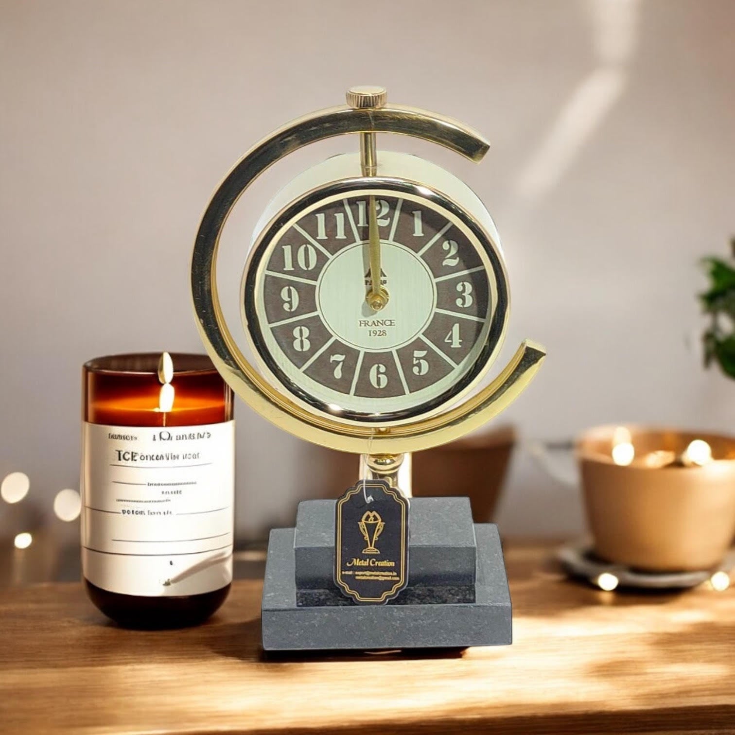 MSL Hand Finished Table Clock, Requires 1 AA Battery