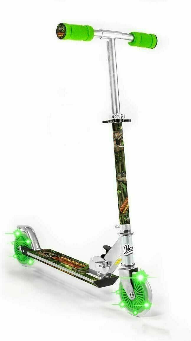 Dinosaur 2-Wheel Push Scooter with Light-Up Wheels, Adjustable Handle