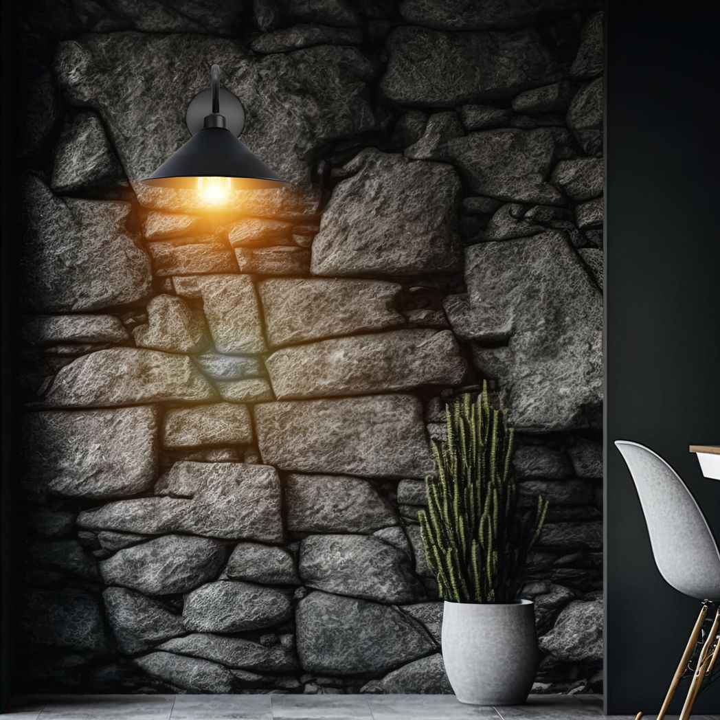 Black Vintage Wall Sconce, E27 Base, Swan Neck, Cone Shade