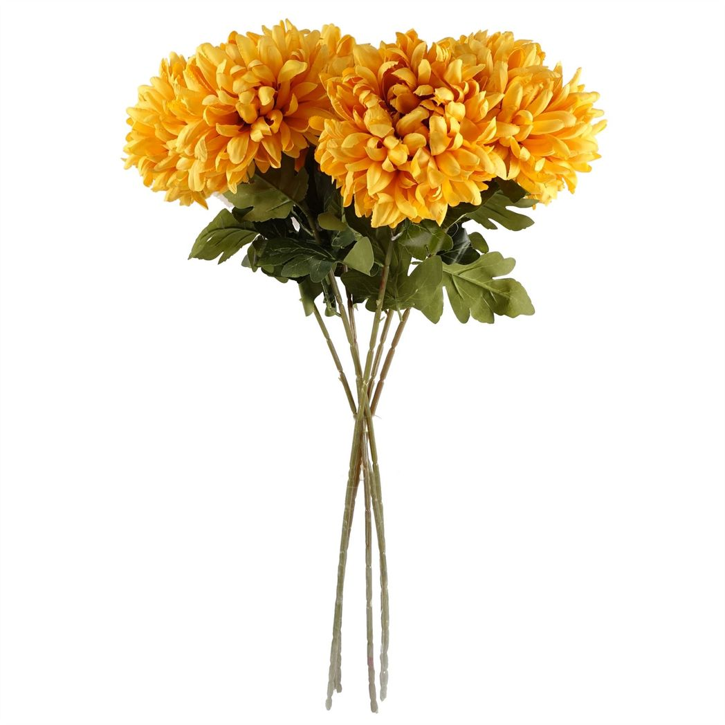 Pack of 6 x 75cm Extra Large Orange Reflex Chrysanthemum Silk Flowers