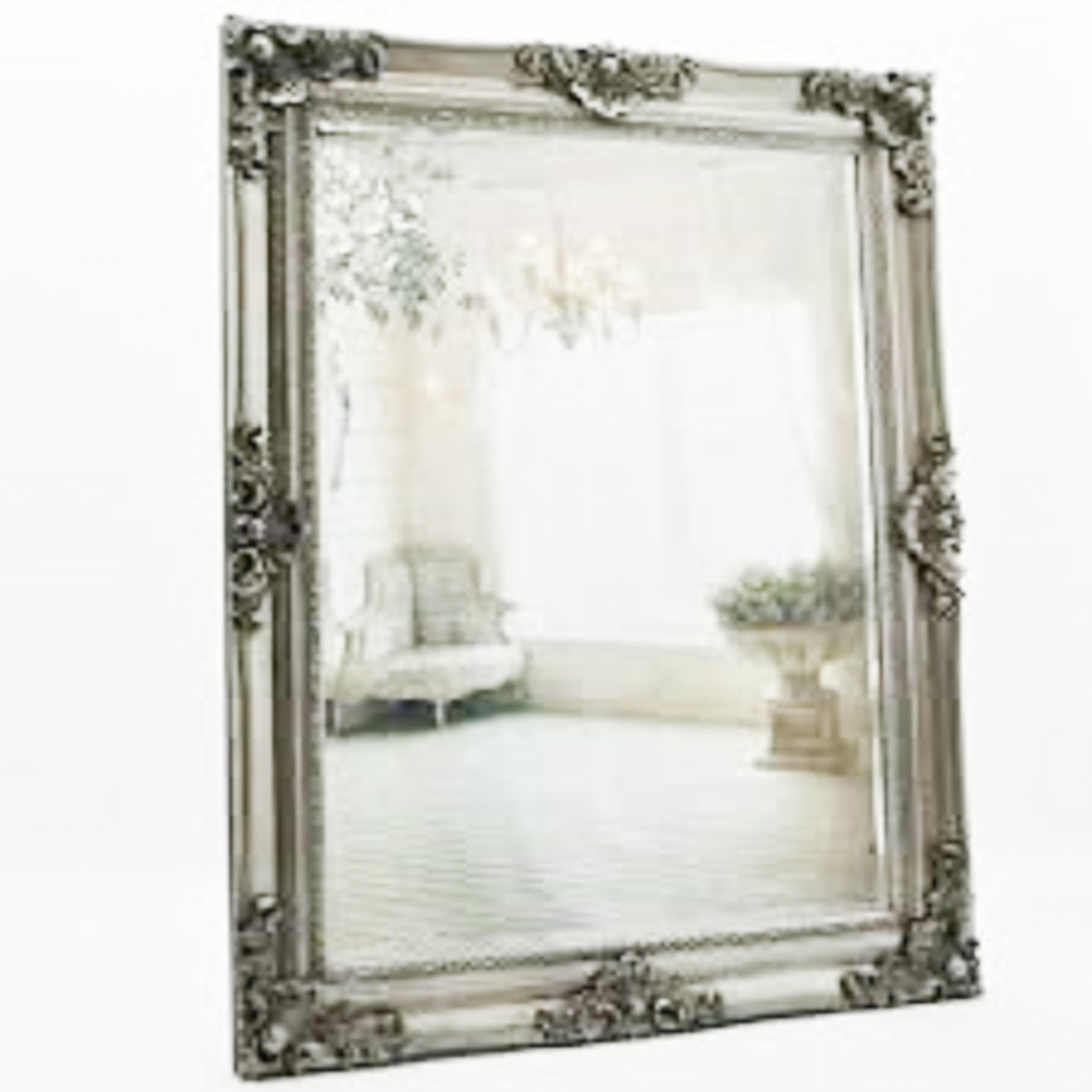 MSL 36 x 48 Inch Silver Handcrafted Mirror with Hanging Hook