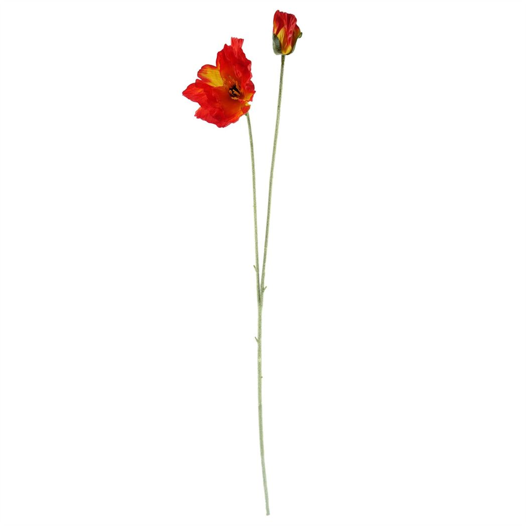 Leaf Pack of 6 Artificial Poppy Stems, 100cm, 2 Flowers Each
