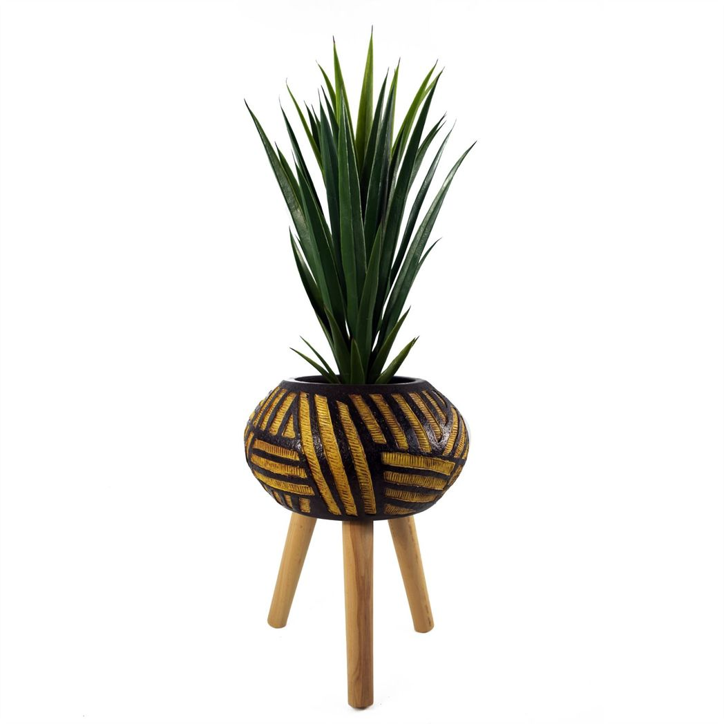 Bali 45cm x 34cm Fibreglass Composite Oval Large Planter with Wooden Legs