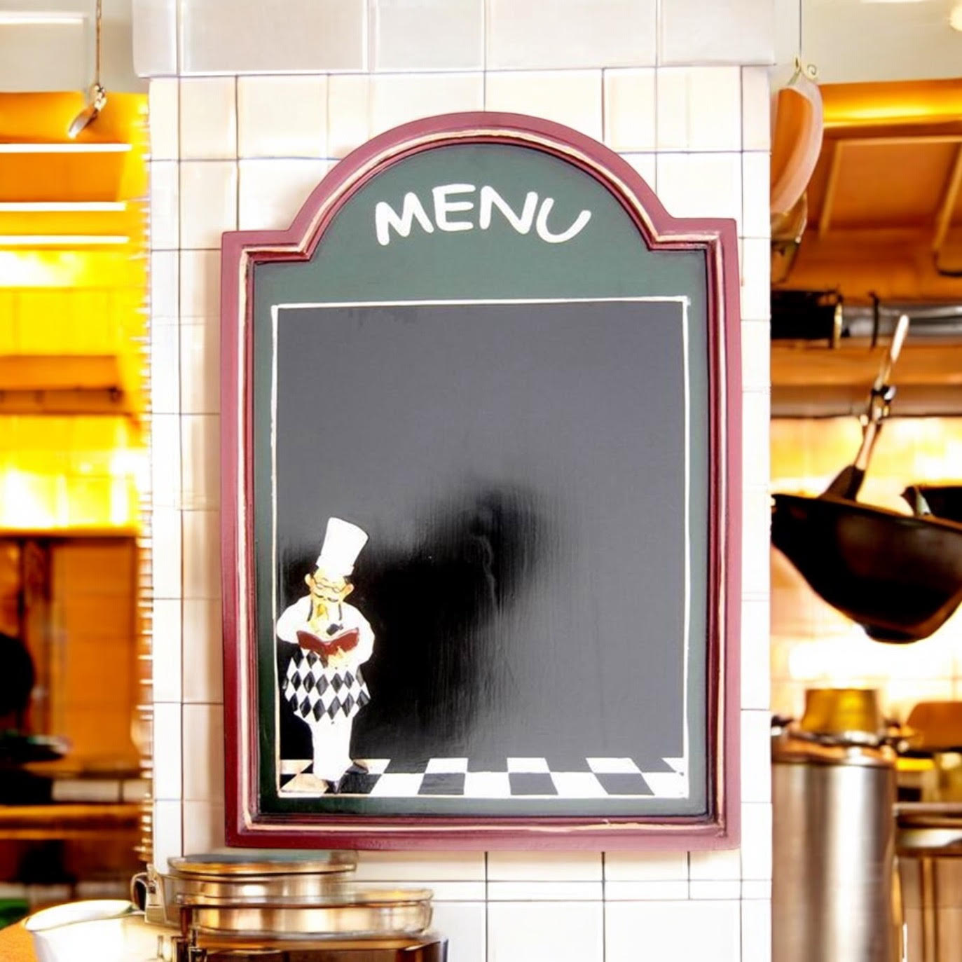 MSL 60 x 40 cm Chef Menu Blackboard, Easy Wipe Clean, Hanging Hook on Back