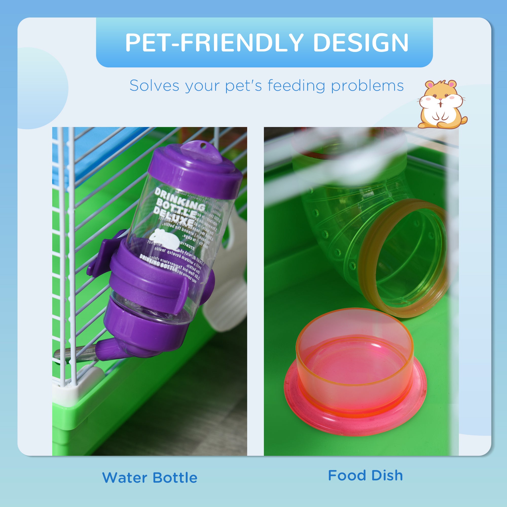 5 Tier Small Animal Cage Habitat with Platforms, Tunnel, Exercise Wheel, Food Dish, Water Bottle, Carry Handle