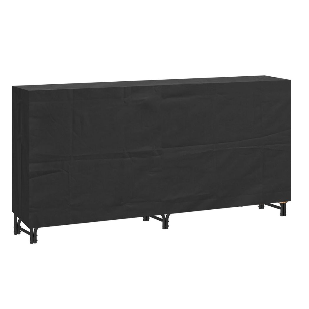 Neo 240cm Outdoor Metal Log Holder Rack with Weather Cover, Black Powder-Coated