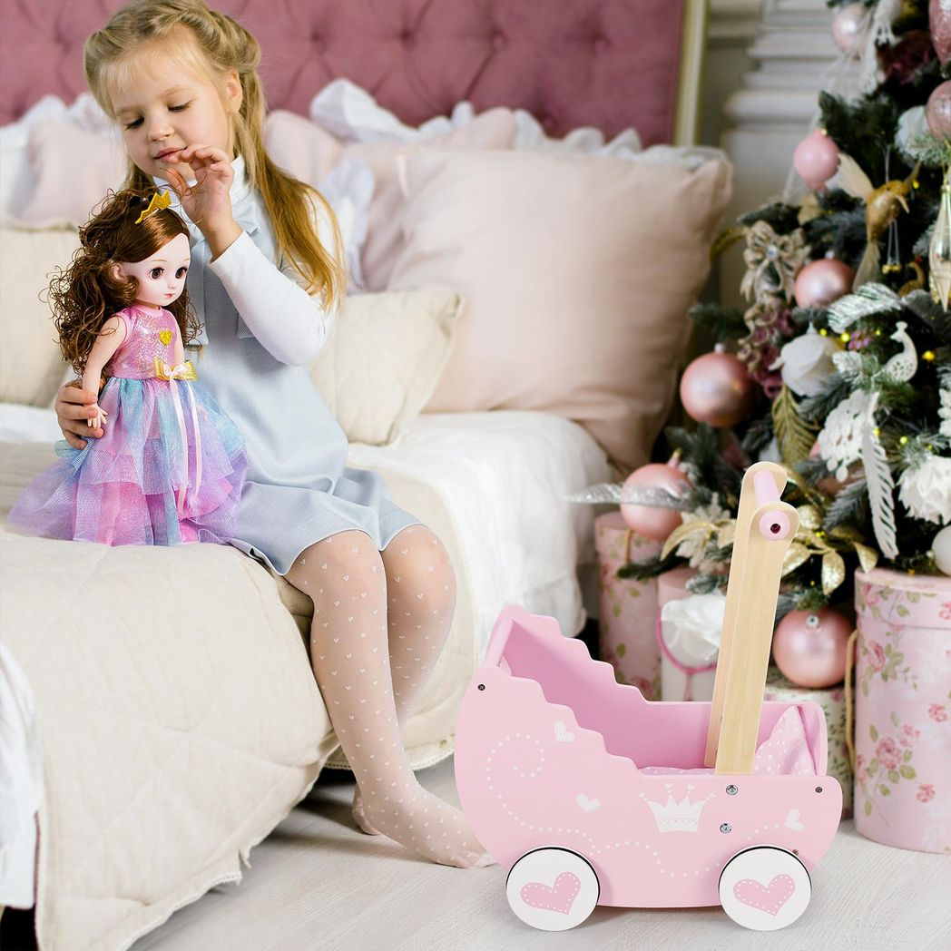 SOKA Pink Princess Doll's Pram with Bedding